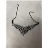 Image 1 : VINTAGE SILVER W/ CRYSTAL RHINESTONES CHOKER NECKLACE