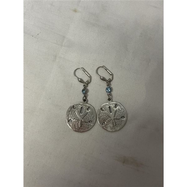 PAIR OF STERLING SILVER SAND DOLLAR DANGLE EARRINGS