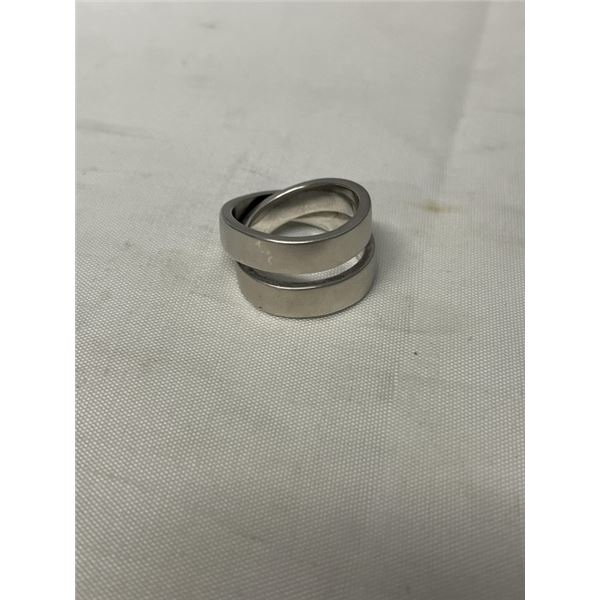 925 STERLING SILVER DOUBLE RING BAND MARKED S925 MINI CYBER SIZE 8