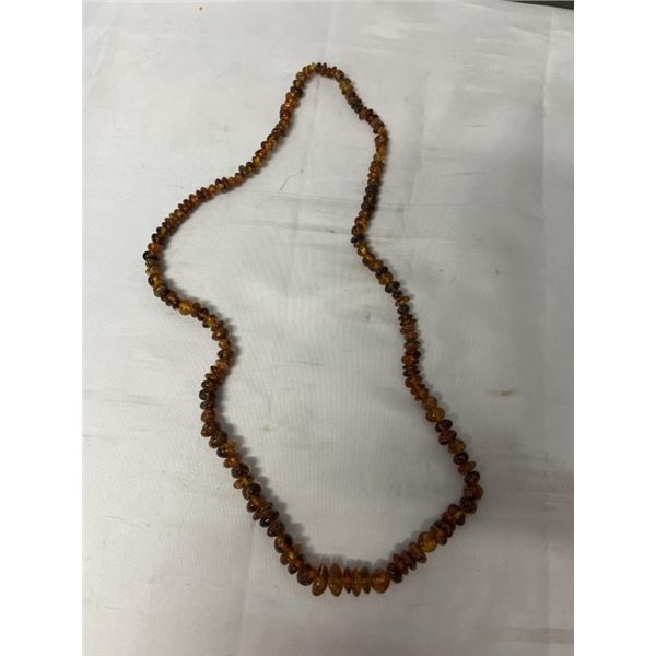 NATURAL BALTIC AMBER, HONEY COLOUR, THUMBLED BEADS NECKLACE APPROX 27" LENGTH