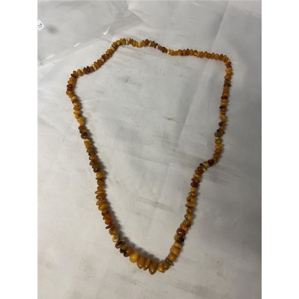 NATURAL BUTTERSCOTCH BALTIC AMBER NECKLACE, THUMBLED BEADS EXTRA LENGTH GRADUATED SIZES 31"
