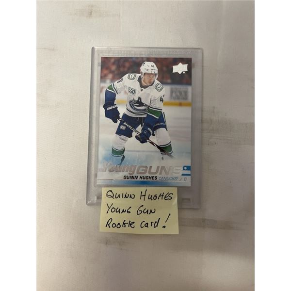 QUINN HUGHES YOUNG GUN ROOKIE CARD - UPPER DECK