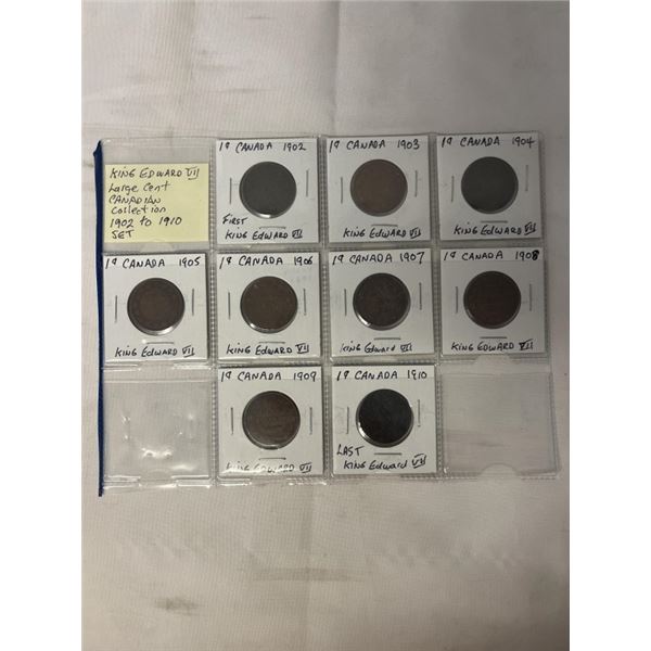 KING EDWARD VII LARGE CENT CANADIAN COLLECTION 1902-1910 SET