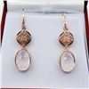 Image 1 : ROSE GOLD PLATED STERLING SILVER NATURAL ROSE QUARTZ EARRINGS, RETAIL $550.00.