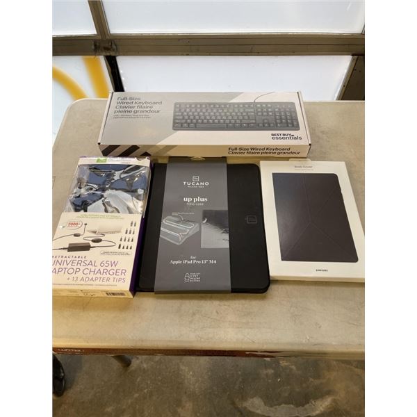 RETRACT UNIVERSAL CHARGER WITH KEYBOARD AND ELECTRONIC ACCESSORIES