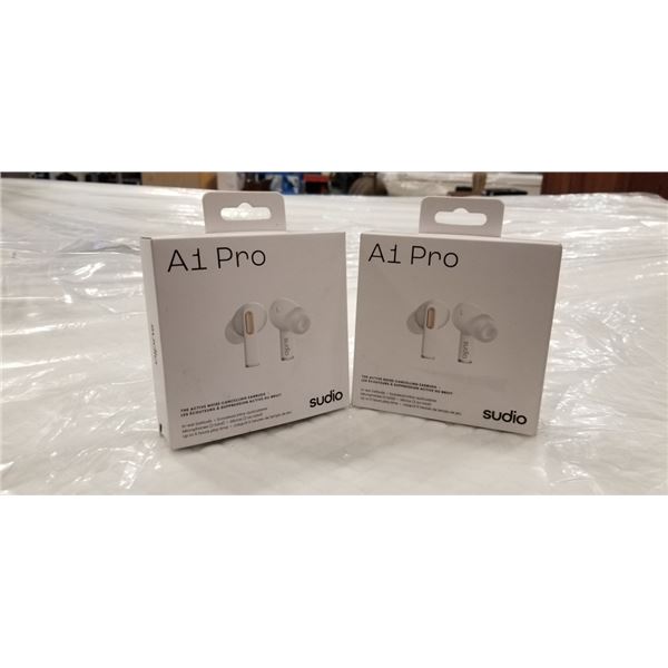 2 PAIRS OF SUDIO A1 PRO ACTIVE NOISE CANCELLING BLUETOOTH EARBUDS