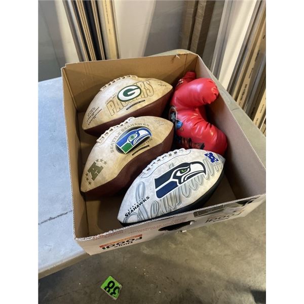 SEAHAWKS AND GREEN BAY COLLECTIBLE FOOTBALLS