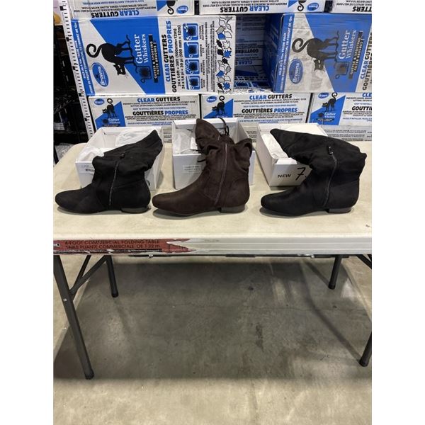 3 NEW PAIRS OF WOMENS BOOTS SIZE 7.5