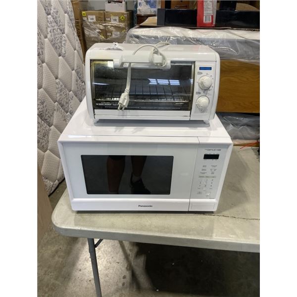 PANASONIC MICROWAVE AND BLACK AND DECKER TOASTER OVEN