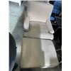 Image 1 : BEIGE FABRIC LIVING ROOM CHAIR WITH MATCHING OTTOMAN