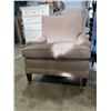 Image 2 : BEIGE FABRIC LIVING ROOM CHAIR WITH MATCHING OTTOMAN