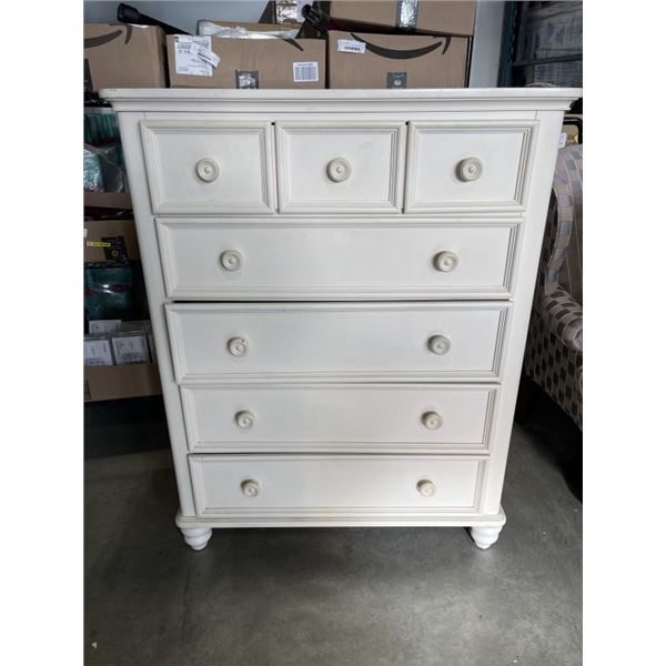 WHITE 5 DRAWER HIGHBOY DRESSER