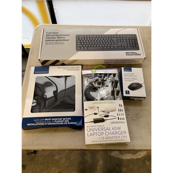 RETRACT UNIVERSAL CHARGER WITH KEYBOARD AND ELECTRONIC ACCESSORIES