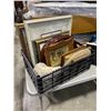 Image 2 : 2 BASKETS OF VINTAGE PHOTO FRAMES, COFFEE TABLE BOOKS, POTTERY, ETC