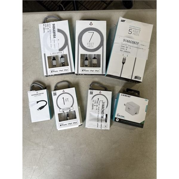ASSORTED LBT CHARGE CABLES, WALL CHARGER, ADAPTORS ETC