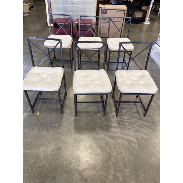 6 WICKER SEAT DINING CHAIRS