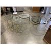 Image 1 : 3 NESTING BRASS AND GLASS END TABLES AND SWIVEL 3 TIER END TABLE