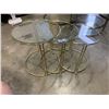 Image 2 : 3 NESTING BRASS AND GLASS END TABLES AND SWIVEL 3 TIER END TABLE
