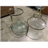 Image 4 : 3 NESTING BRASS AND GLASS END TABLES AND SWIVEL 3 TIER END TABLE