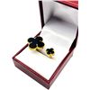 Image 2 : GOLD PLATED STERLING SILVER NATURAL BLACK ONYX (4.50CT) DOUBLE CLOVER MOTIF RING, W/A $435.00.