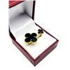 Image 3 : GOLD PLATED STERLING SILVER NATURAL BLACK ONYX (4.50CT) DOUBLE CLOVER MOTIF RING, W/A $435.00.