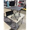 Image 2 : NEW BLACK METAL ROLLING FOLD UP CAMP TABLE, 27 X 18 IMNCH