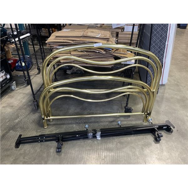 QUEENSIZE BRASS BEDFRAME WITH ROLLER FRAME