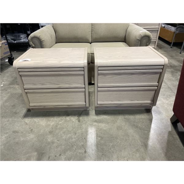 PAIR OF 2 DRAWER WHITE OAK NIGHTSTANDS