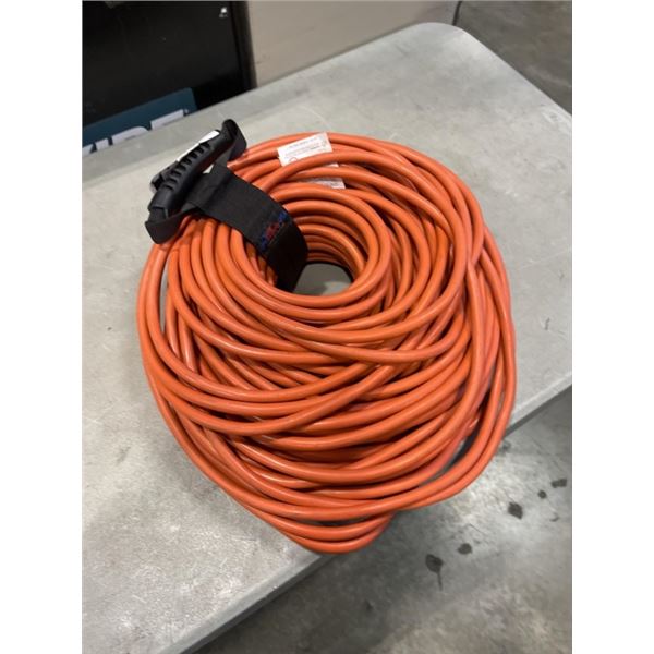 AS NEW 200FT HEAVY DUTY INDOOR OUTDOOR 3 WIRE EXTENSION CORD, ORANGE 12AWG