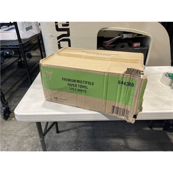 NEW CASE OF PREMIUM MULTIFOLD PAPER TOWEL  1 PLY WHITE, 4000 TOTAL, 16 BUNDLES OF 250