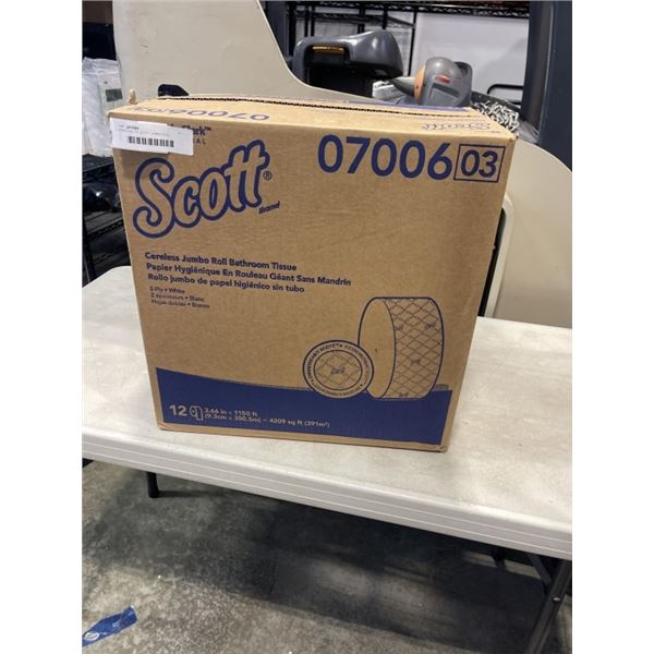 NEW CASE OF SCOTT JUMBO ROLL BATHROOM TISSUE 12 ROLLS  3.66 INCH X 1150 FT EACH