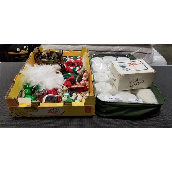 WOOL WINDER AND BAG OF WOOL YARN