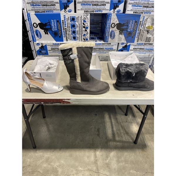 3 NEW PAIRS OF WOMENS BOOTS AND SHOES SIZE 11 AND 1 SIZE 12