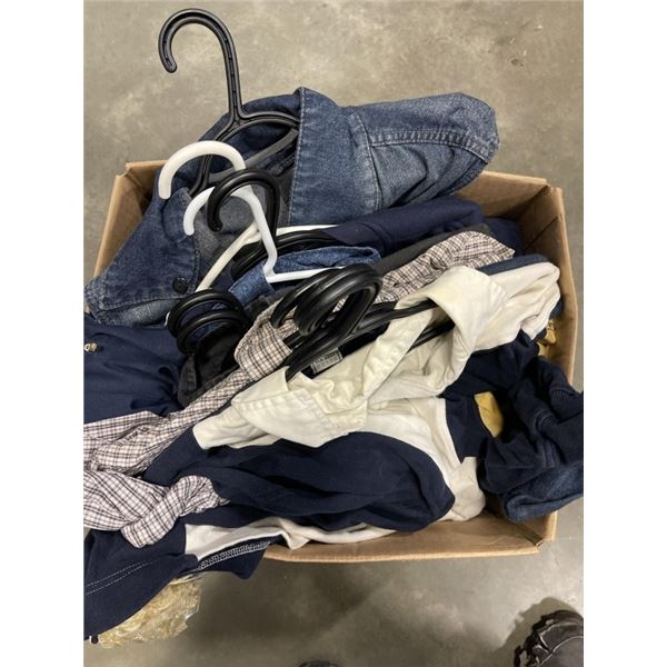 BOX OF VARIOUS NAME BRAND CLOTHING NAUTICA, OLD NAVY, LEE AND MORE