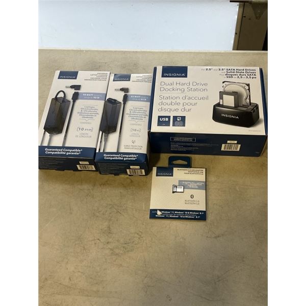 2 NEW INSIGNIA UNIVERSAL LAPTOP CHARGERS AND ELECTRONIC ACCESSORIES