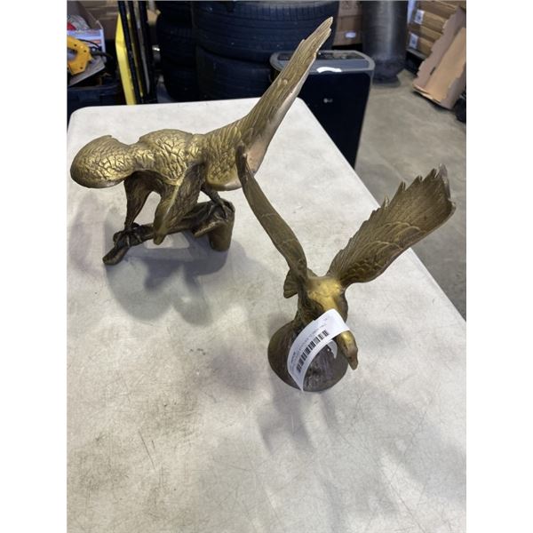2 BRASS EAGLES STATUES 12 INCH TALL AND LARGE ONE IS 16 INCH WIDE