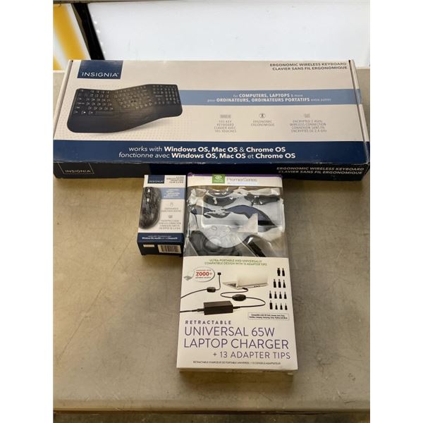 RETRACT UNIVERSAL CHARGER WITH KEYBOARD AND ELECTRONIC ACCESSORIES