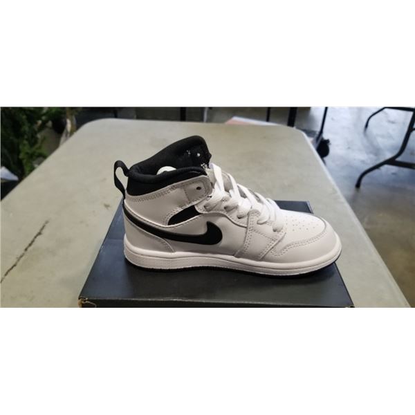 NEW JORDAN 1 MID, WHITE BLACK, SIZE KIDS 12C