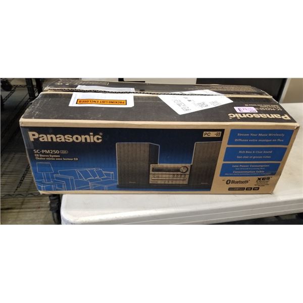 AS NEW PANASONIC CD STEREO SYSTEM, MODEL SC-PM250