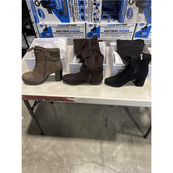 3 NEW PAIRS OF WOMENS BOOTS SIZE 8.5
