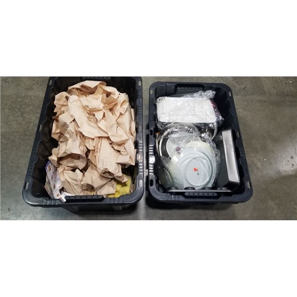 2 TOTES OF ASSORTED ESTATE KITCHEN WARE