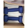 Image 2 : 2 5LB DUMBELLS, SKIP ROPE, BASKET AND YOGA MATT