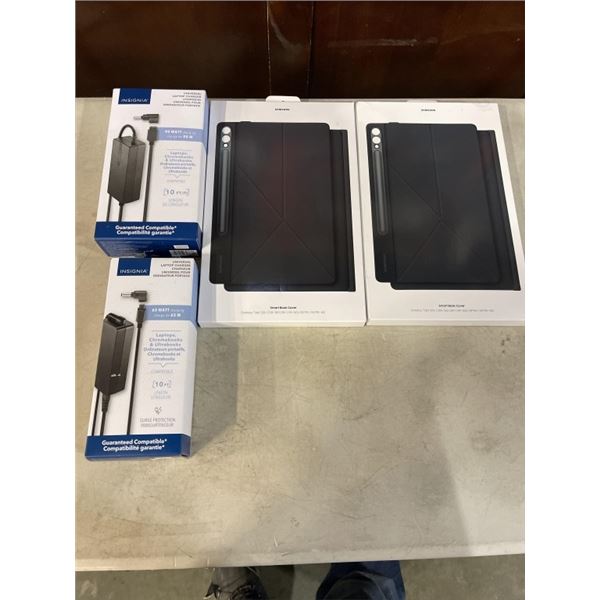 2 NEW INSIGNIA UNIVERSAL LAPTOP CHARGERS AND ELECTRONIC ACCESSORIES