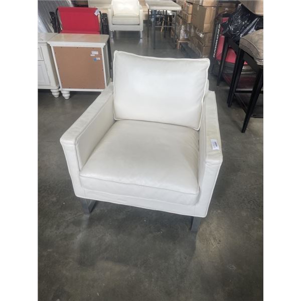 WHITE MODERN LEATHER TUB CHAIR