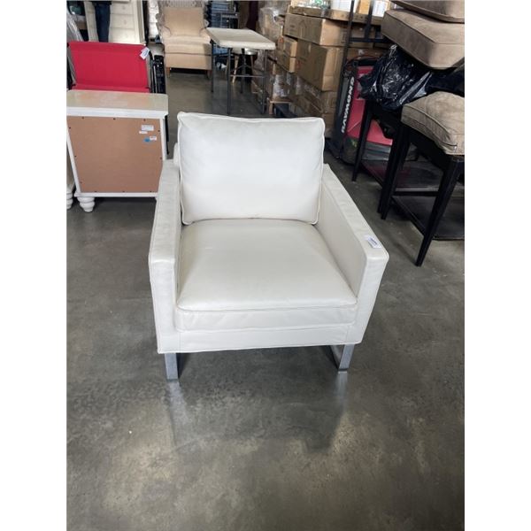 WHITE MODERN LEATHER TUB CHAIR