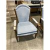 Image 2 : 2 WOOD AND BLUE  FABRIC ARM CHAIRS