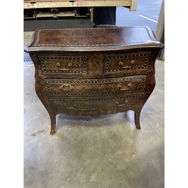 DECORATIVE 4 DRAWER ACCENT HALL TABLE WITH BRAS NAIL HEAD DESIGN