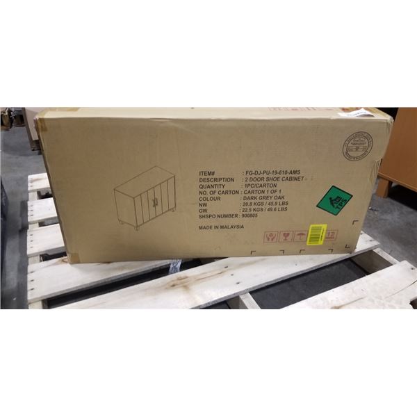 NEW DARK GREY OAK  2 DOOR SHOE CABINET