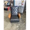 Image 1 : MCM BENTWOOD LEATHER RECLINING CHAIR WITH BLACK LEATHER AND TUFTED BACK