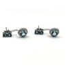 Image 1 : STERLING SILVER NATURAL BLUE TOPAZ (3.15CT) WITH CZ (0.35CT) EARRINGS, W/A $355.00. BLUE TOPAZ IS TH